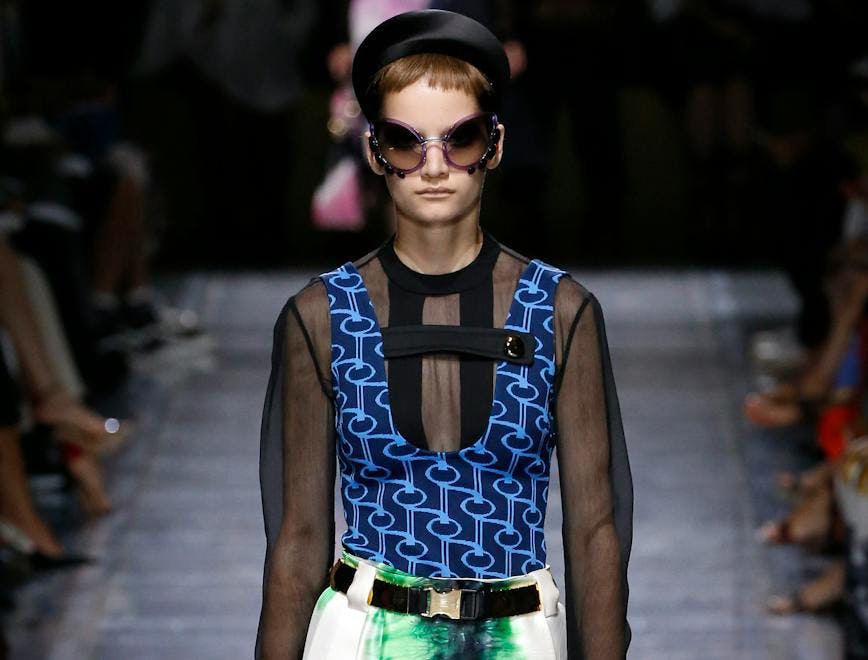 prada ready to wear spring summer 2019 milan fashion week september 2018 person human sunglasses accessories accessory clothing apparel fashion
