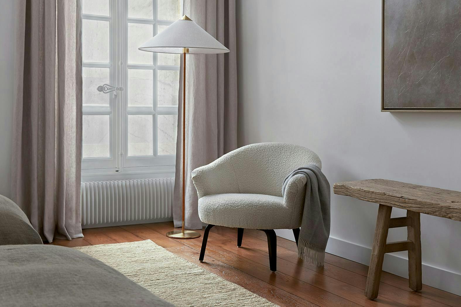 lamp furniture chair indoors interior design floor lamp armchair